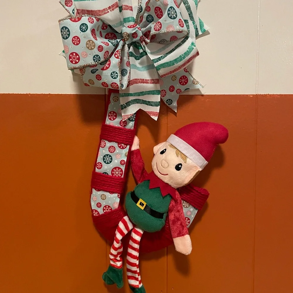 Festive Elf Christmas Stocking with Bow